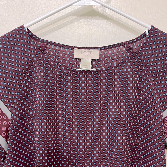 Loft XSP burgundy top printed make a bundle of petite tops from my closet - Picture 3 of 4